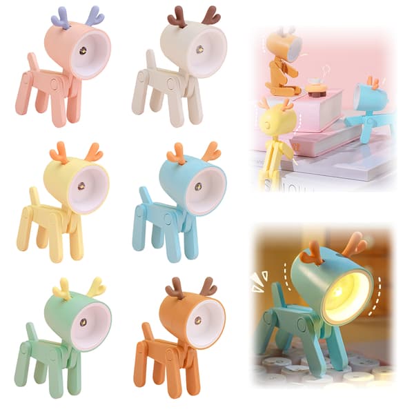 Cartoon Mini Night Light DIY Desk Folding Table Lamp Ornament PinkPink