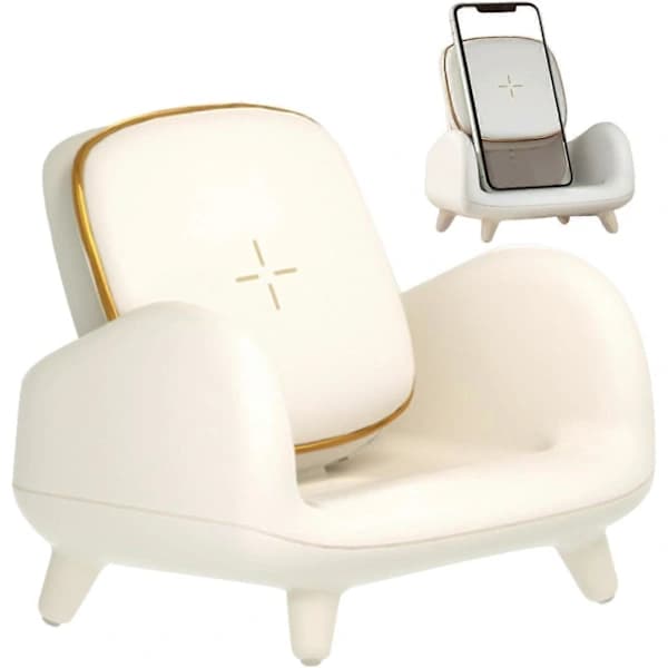 1 stk. telefonholder med trådløs opladning til skrivebord, multifunktionel telefonholder i sofaform