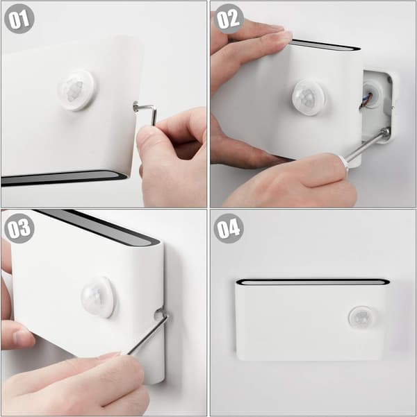 12W LED-vägglampa med rörelsesensor, modern inomhus/utomhus vägg