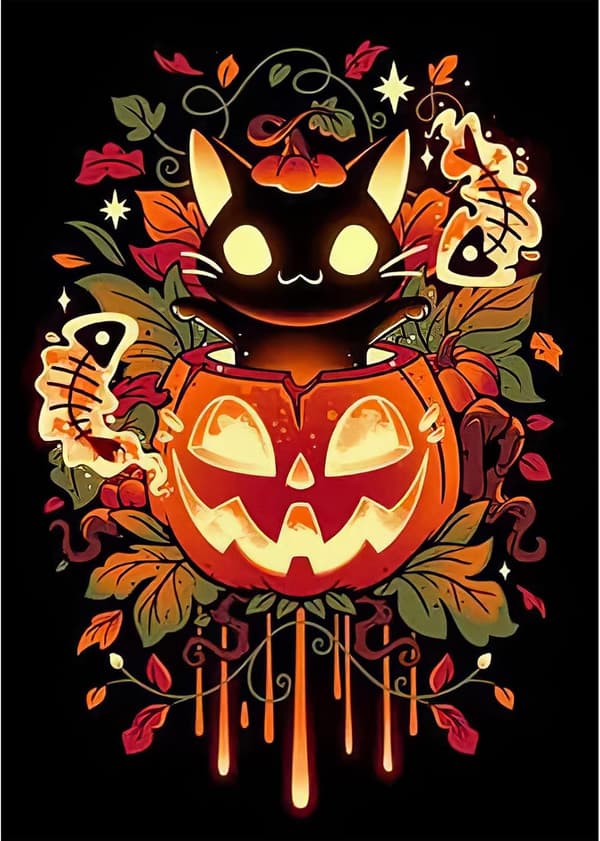 30*40cm 5D Halloween Diamantmaling, Græskar Fuld Diamantmaling