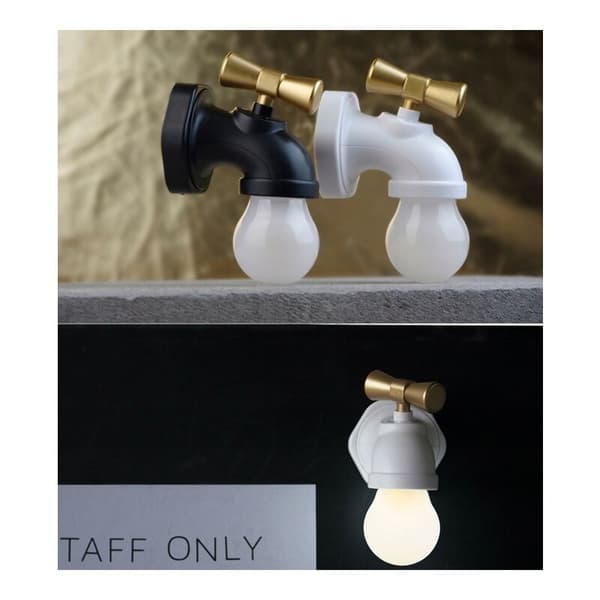 LED-natlampe, kreativt stemmestyret lys (sort)