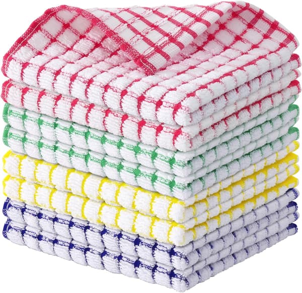 8-pak Terry Køkkenklude, 30 x 30 cm Superbløde og Absorberende Klude, Hurtigtørrende Håndklæder til Opvask, Blandede Farver