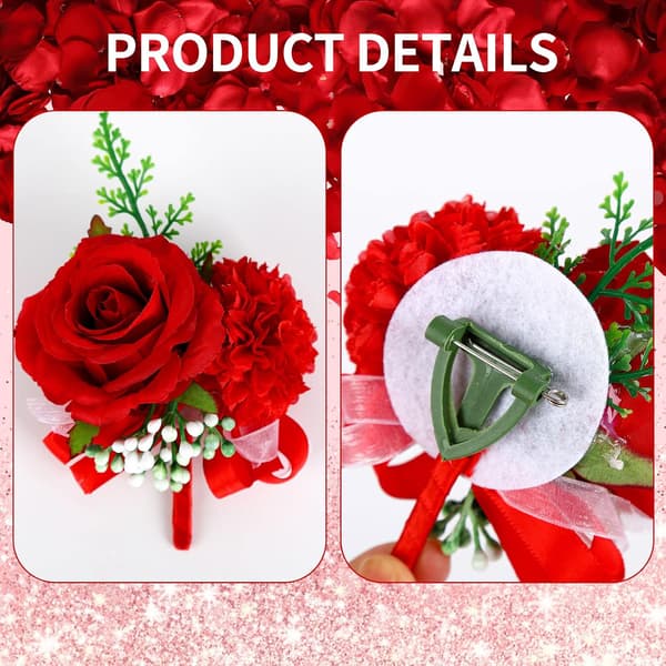 4 stk. roser brudgom blomst boutonnieres til bryllup, gallafest, kostumedekoration