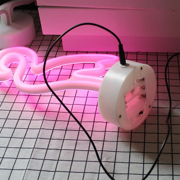 Flamingo Neon Sign with LED Base Decorative Neon Lamp USB/Battery Powered Night Light