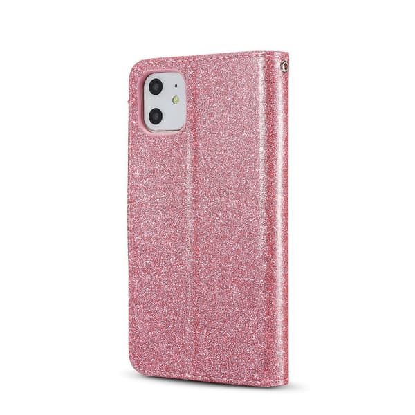Glitterpuder Kärlek Läder Telefonfodral för iPhone 11