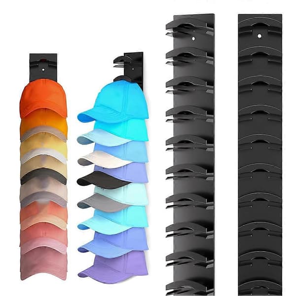 2-pack hat organizer for baseball caps, hat rack for wall with strong adhesive, holds up to 20 hats, hat hanger-FA-