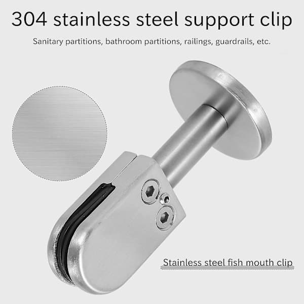 4-pak justerbare glasklemmer 304 rustfrit stålholdere til 8 mm glaspaneler Poolhegn Balustrader Trapper Sølv