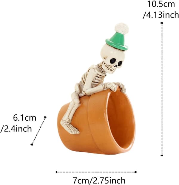 kranievase liggende horror-skelet-figur havepynt -