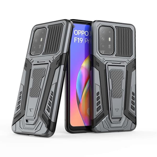 For OPPO F19 Pro+ 5G War Chariot Series Armor All-inclusive Shockproof PC + TPU Protective Case with Invisible Stand