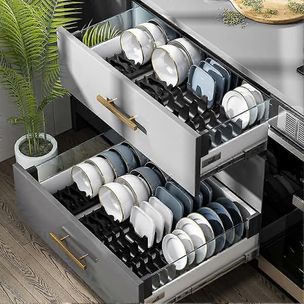 Kitchen Storage Shelf Plate Drying Rack Dish Storage Holder Adjustable Kitchen Counter Rack S