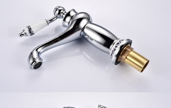 Silver Hot and Cold Basin Faucet Retro Bathroom Toilet Rustic Basin Faucet