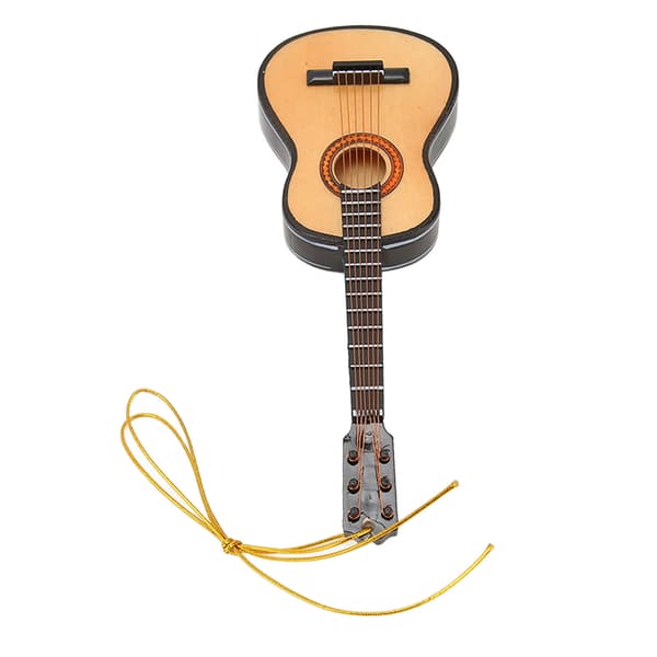 Gitarrmodell Naturtrogen Dekorativ Tre Miniatyr Gitarprydnad for Juletre Stue Studierom