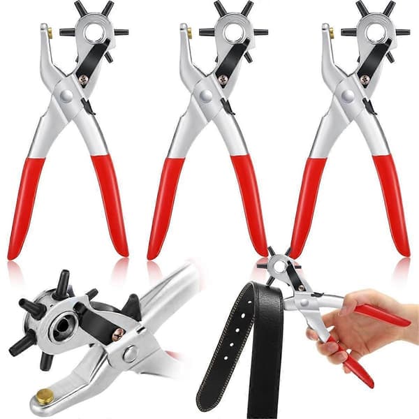 3-pack Belt Hole Punch for Leather, Craft Hole Puncher, Belt Hole Punch with 6 Different Hole Sizes