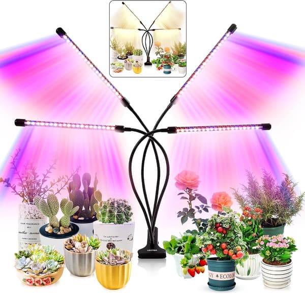 Plant Grow Light for Indoor Plants - Upgraded Version 80 LED Full Spectrum & Red Blue Spectrum, 3/9/12H Timer
