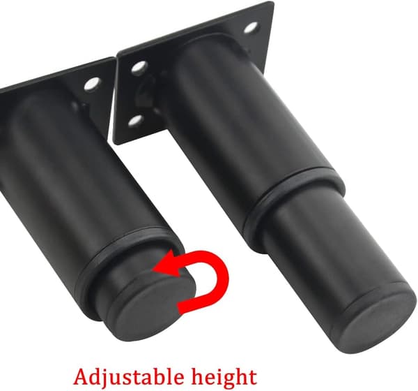 Sæt med 4 justerbare møbelben i kraftig metal til bord, seng, sofa (8-12 cm, sort)