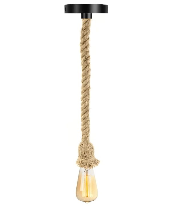 E27 Retro Hamp Reb Lysekrone Lampe - 100cm (1-lys)