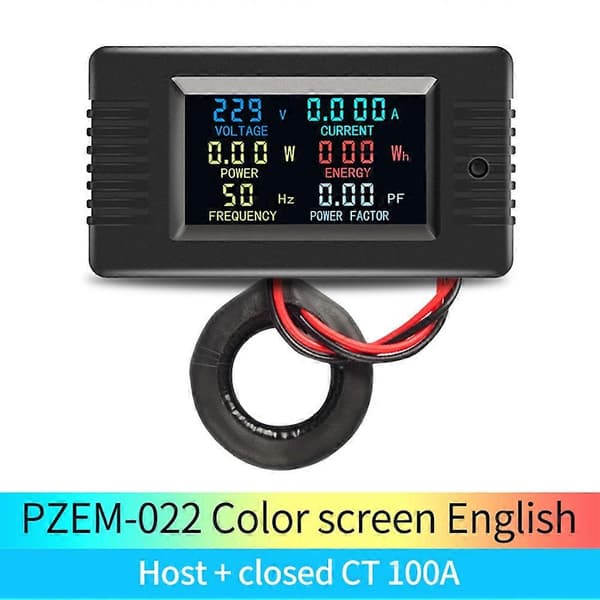 PZEM-022 Digital Smart Energy Meter Simple LCD Screen Color Display 6in1 Voltmeter Kwh Meter Power Meter+Coil CT 100A