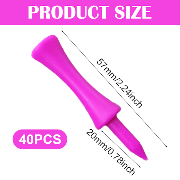 Zivisk Rosa Golftees Plast 57MM 100-pack Långa Castle Golftees 2-1/4 tum