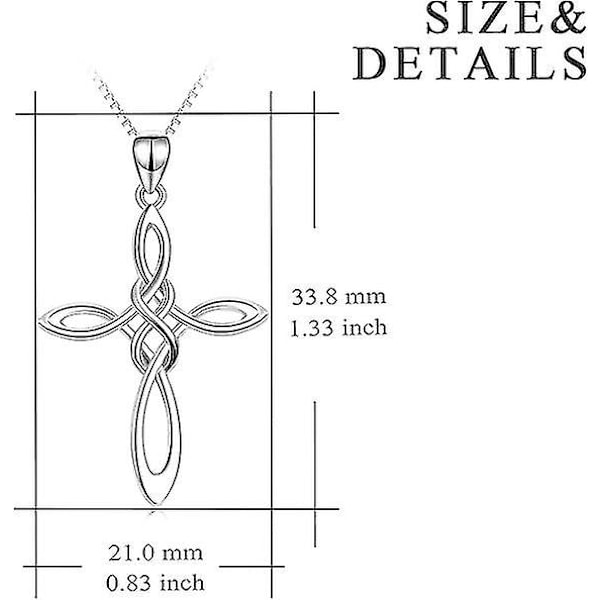 Ristiriipus, jossa kelttiläinen solmu, sterlinghopea, uskonnollinen äärettömyyden rakkauden ristin riipus, koru naisille ja tytöille, 18 tuumaa