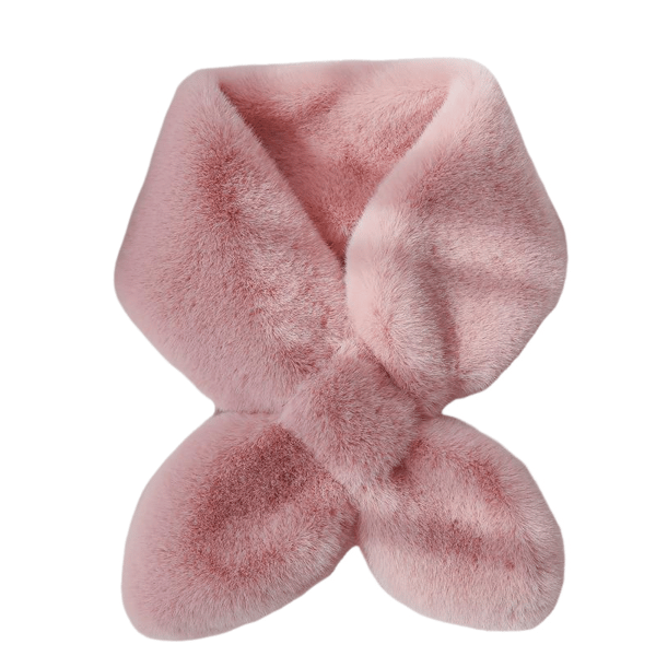 #1PC Vinter ensfarget plysj varmt skjerf, rosa#
