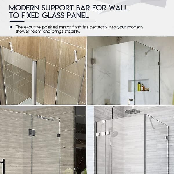 40 cm rustfrit stål brusedør fast panel væg til glas støttestang til 6 mm 8 mm 10 mm tykt glas A175