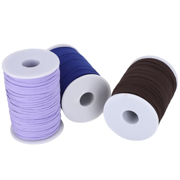 Elastic Band Flat Sewing String DIY Sleeve Mask Making High Elastic 100 Yard Roll (Blue Brown Purple)