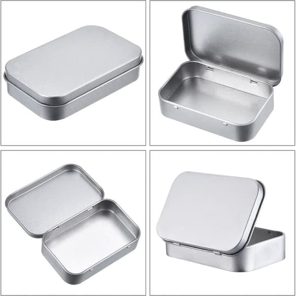 12-pack Metal Storage Tin with Lid, Rectangular Empty Tin with Lid, Mini Portable Storage Box for Key, Candy, Coin, Earrings