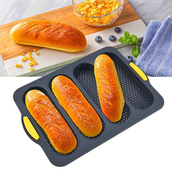 Lang Brødpinner Bakeform & Plate, Non-Stick Silikon for Hjemmelagde Toastkaker Brød, Kompatibel for Julebaking