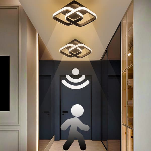 LED Ceiling Light with Motion Sensor Inside, 22W Warm White Ceiling Lamp, 24 * 20 * 9CM Sensor Light, Suitable for Hallways, Garages, Bathrooms