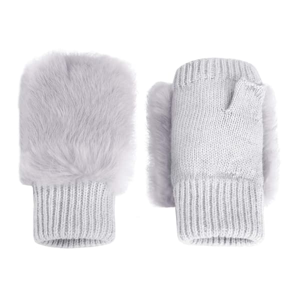 Vinter chic perlebroderede strikkede handsker kørsel skrivning maskinskrivning korte fingerløse handsker (grå)