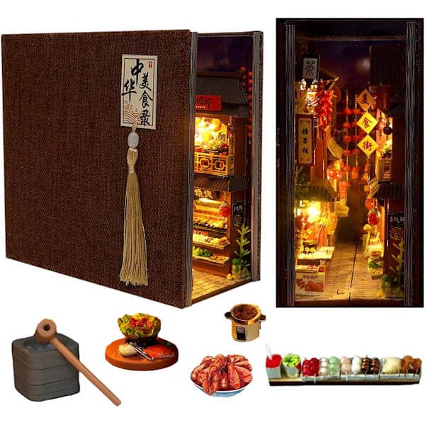 Book Nook, DIY Wooden Puzzle - 3D Miniature Scene - Bookshelf Insert Kit - Handmade