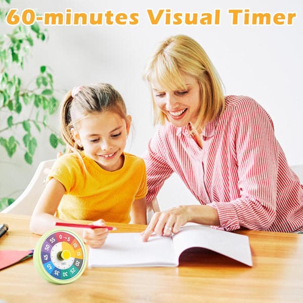 Visuel Timer til Børn, 60 Minutters Nedtællingstimer til Børn og Voksne, til Køkken, Skole