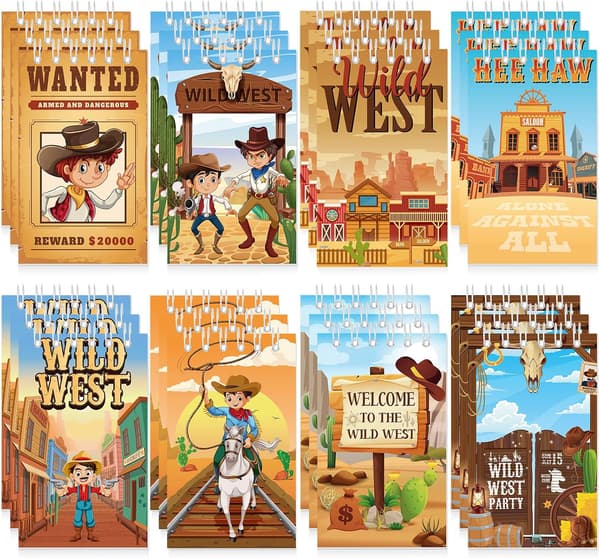 24 stk. Western Cowboy Mini Notesbøger i Bulk Wild West Små Notesblokke -