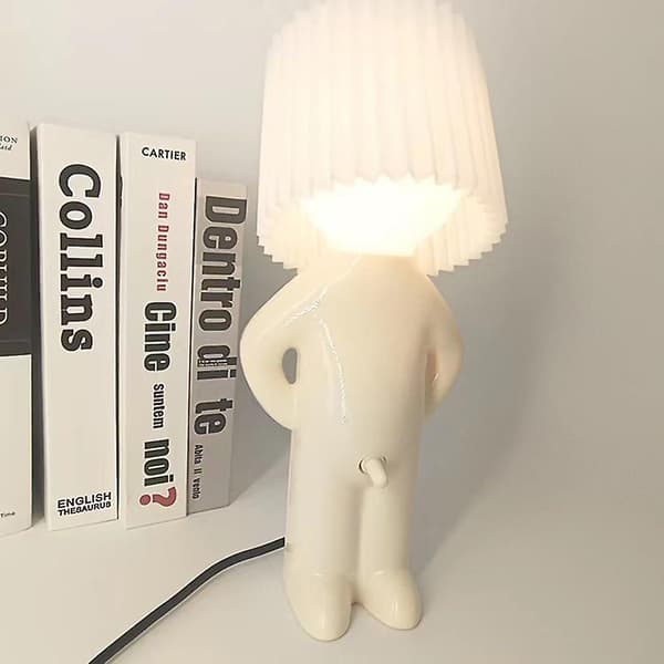 Creative Lamp Naughty Boy Shy Man Small Night Light - Home Decor - EU Plug - White White