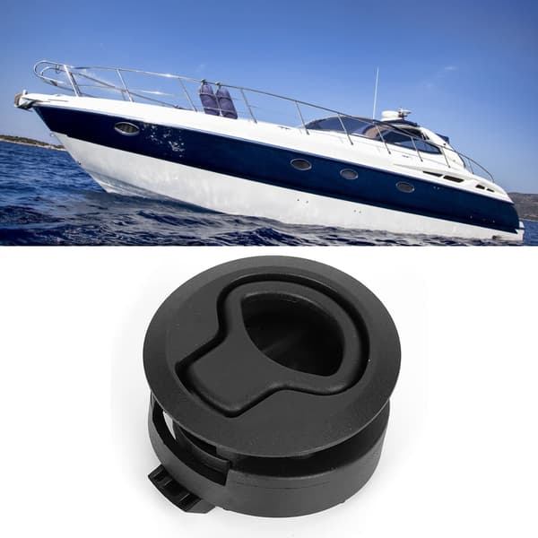 Round Black Flush Pull Handle Slam Latch Deck Hatch Handle Lock for Marine Boat RV Drawers