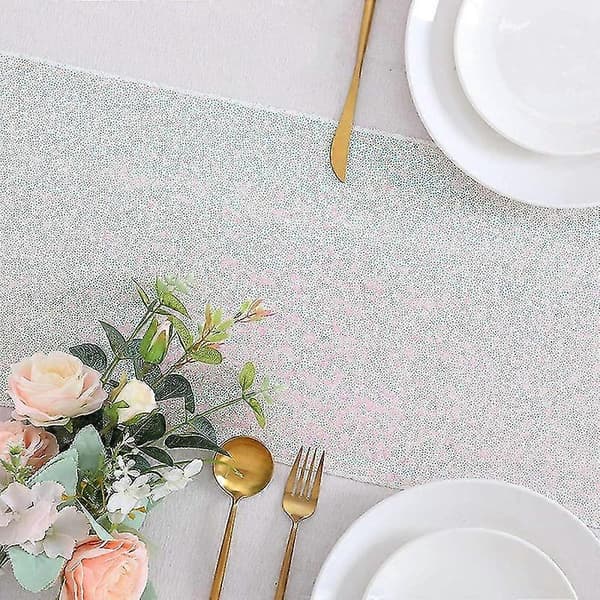 Sequin Table Runner White Glitter Runner For Rectangular Tables Decoration Wedding Party Sequin Glitter