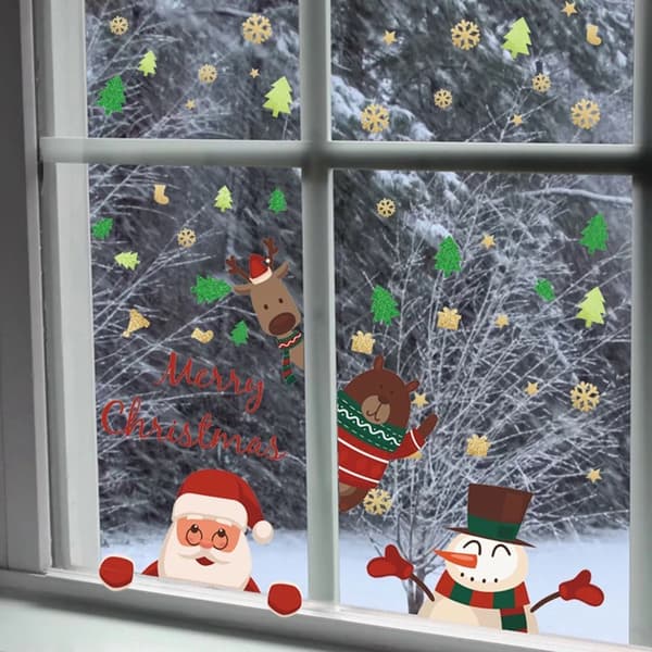 4 st Julmönsterdekaler PVC Väggdekaler Juldekorationer Snöflinga Väggmålning