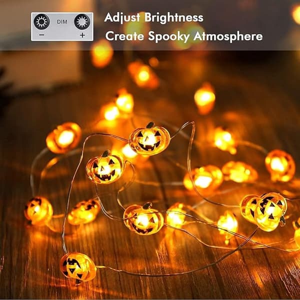 Halloween String Lights - LED String Lights - 30 LED - Decorative String Lights - Battery Operated - Waterproof - Pumpkin Lights - Halloween