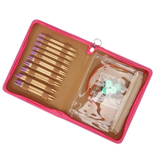 10 Pairs Circular Knitting Needles Interchangeable Ergonomic Handle Crochet Hook Set with Storage Bag