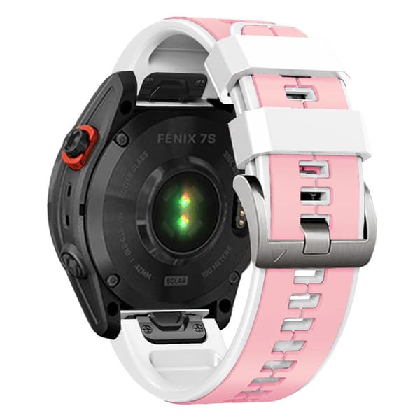 Silikonarmbånd for Garmin Fenix 7S Pro Rosa + Hvit Silver