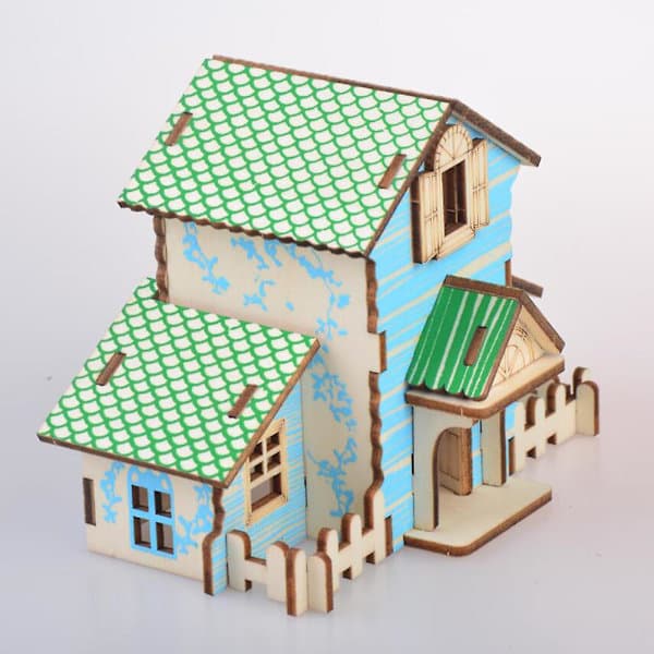 3D-träpussel för barn, träbyggsats, träbyggpussel, huspussel