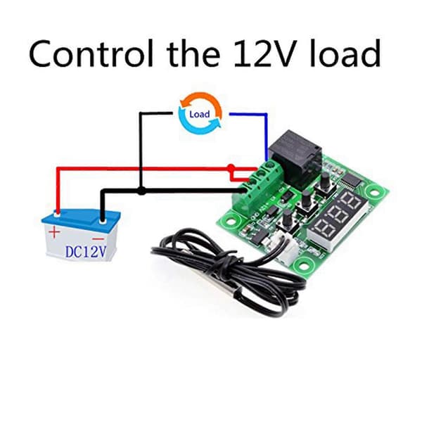 2x W1209 DC 12V Termostat Temperaturkontrollbryter Termometerregulator med Digital LED-skjerm