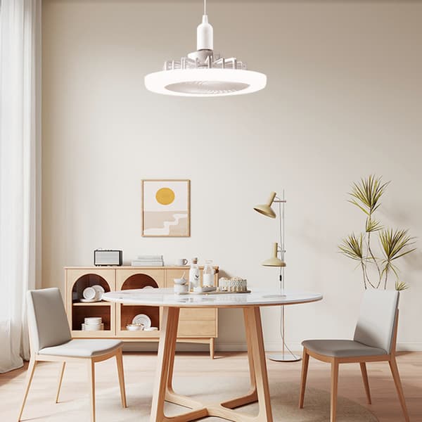 LED loftventilatorlys med E27 skrue Justerbare tilstande Luftkøler til hjemmets spisesal White
