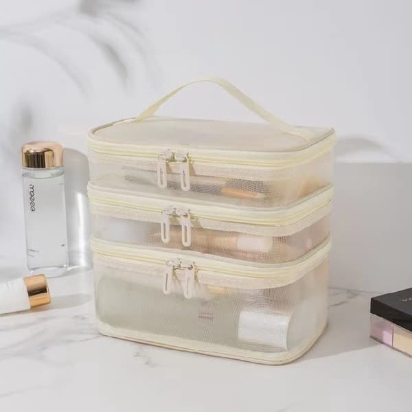 Rejsetoilettaske, Vandtæt Netkosmetiktaske, Makeup Organizer til Kvinder