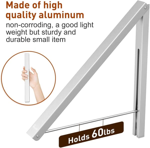 Durable Strong Retractable Drying Rack, Easy Installation Aluminum Dryer for Indoor and Outdoor Use, Space-Saving Wall-Mounted (Compact)