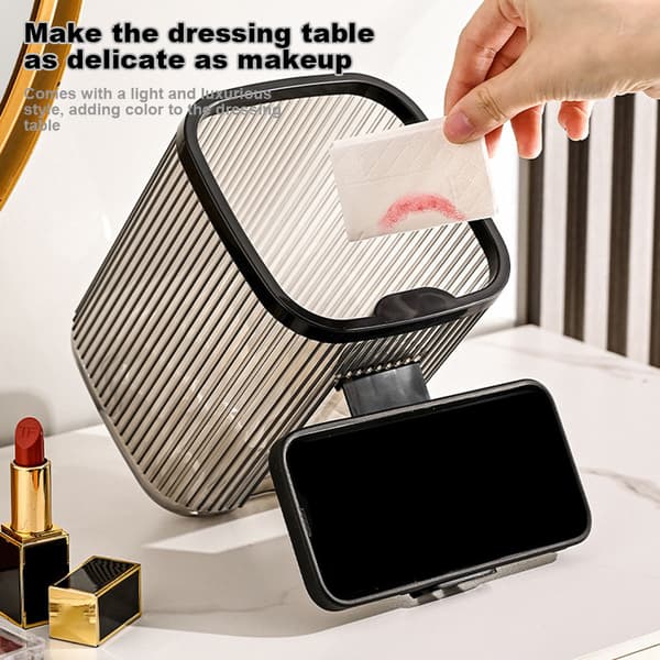 Mode Mini Skrivebords Papirkurv Stor Åbning Multipurpose Papirkurv Holder Til Dagligstue Stone Black
