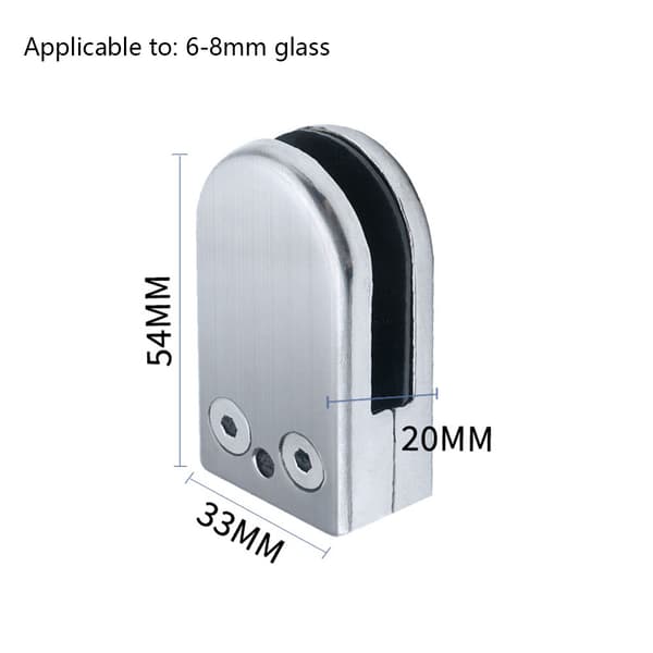 6 stk. glasklemmer i rustfrit stål, 6-8 mm glasklemmer, justerbare glasklemmer