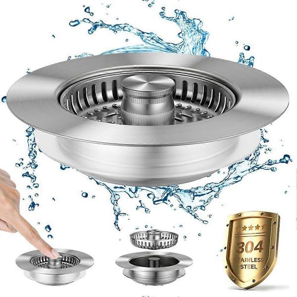 3-in-1 Kitchen Sink Drain Strainer Anti-Clogging Pop-Up Stopper Sink Filter Plug for Garbage Disposal US