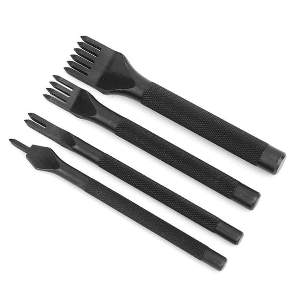 4 pcs. Leather Craft Tools with Fork Chisel, Black Galvanizing, Leather Craft Chisel 3 mm