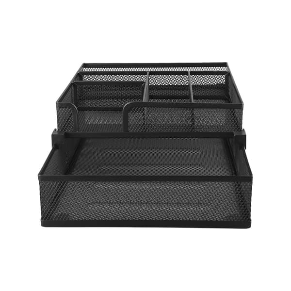 2-Tier Paper Tray Double Layer Metal Mesh Paper Tray Removable Multifunctional Paper Tray for Office Classroom